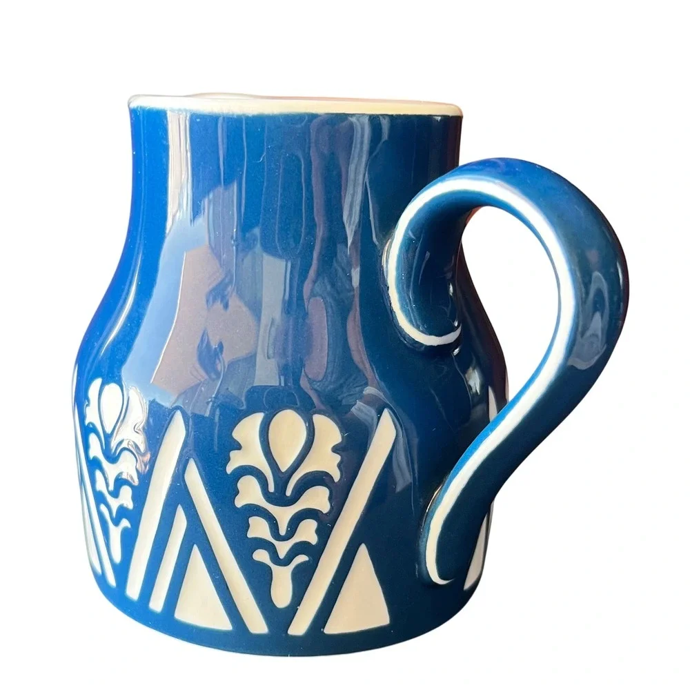 VTG Villeroy Boch Dresden Blue Creamer Pitcher MCM Folk Art Germany Scandinavian